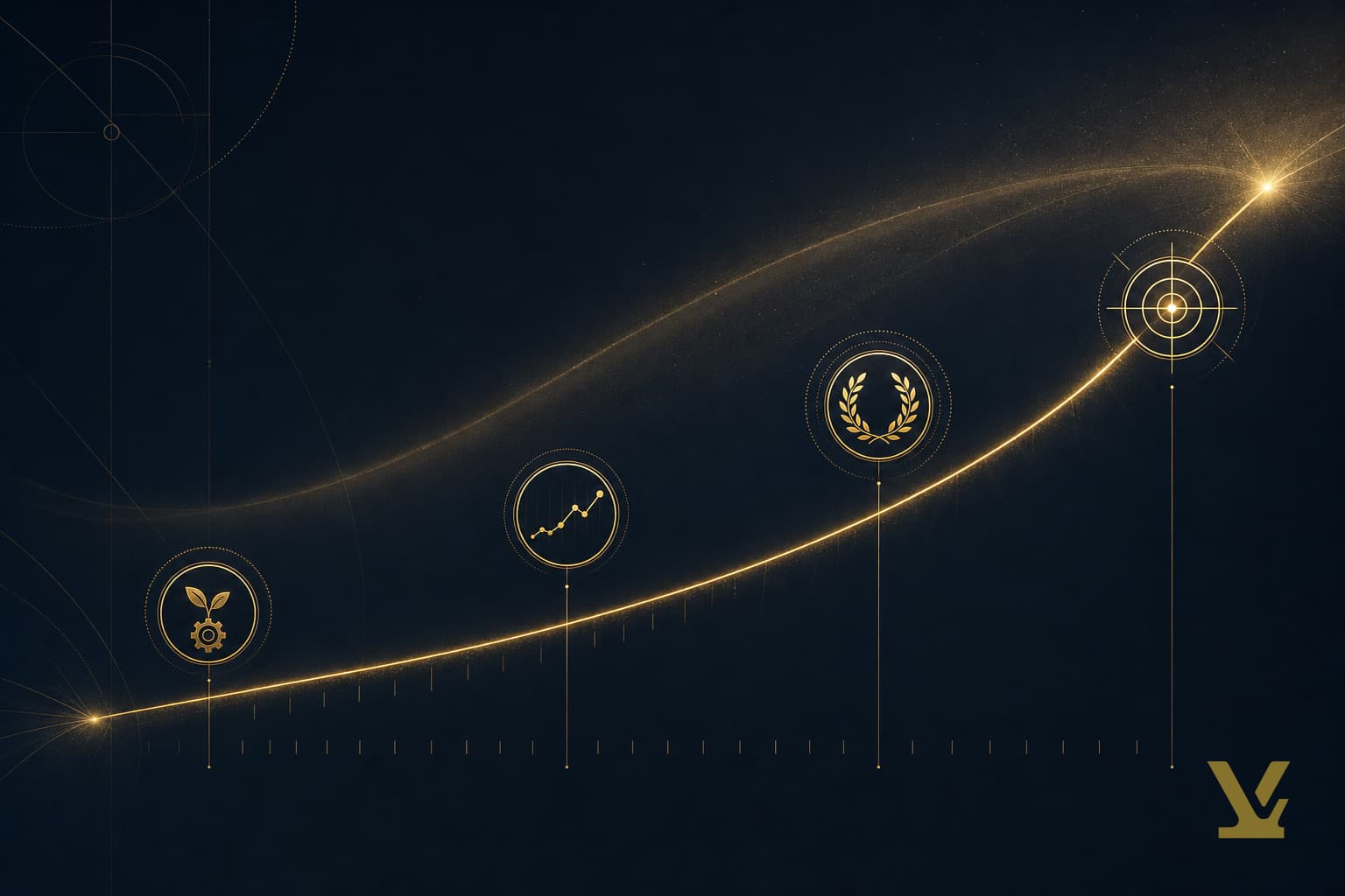 Diagram: SEO timeline arc from indexing through ranking and conversions across 12 months with milestone markers