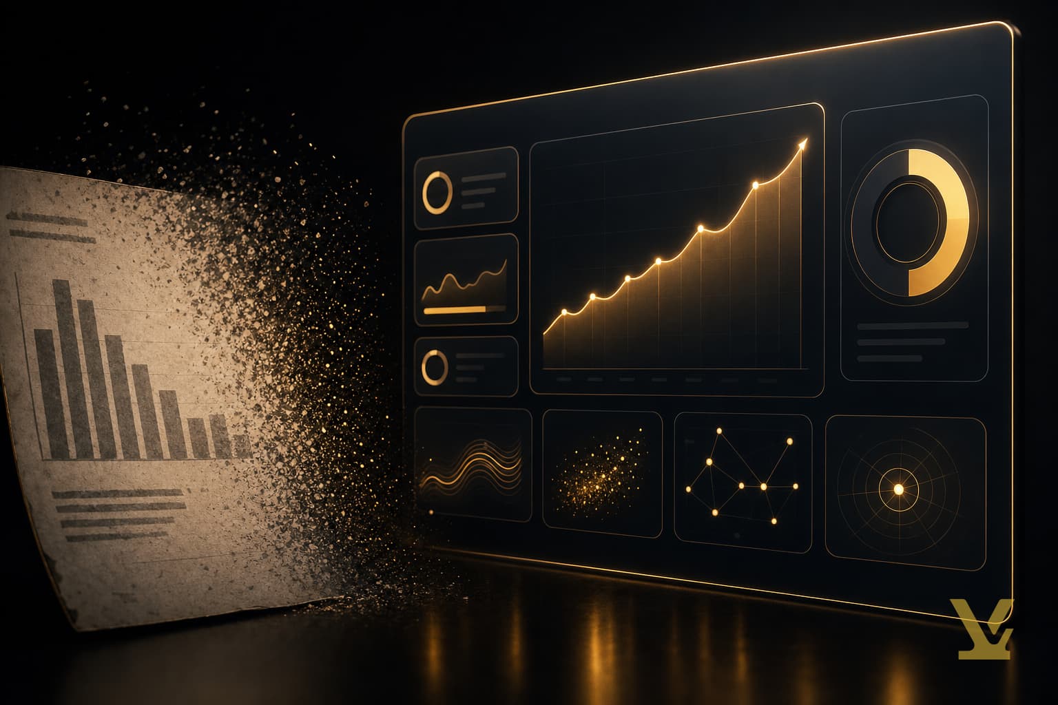 Analytics dashboard: AEO KPI metrics replacing a dissolving rankings report - the measurement shift for AI search